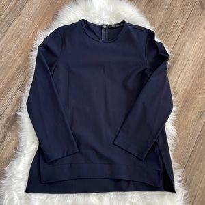 NEW Zara Woman Dark Navy Long Sleeve Top Size XS
